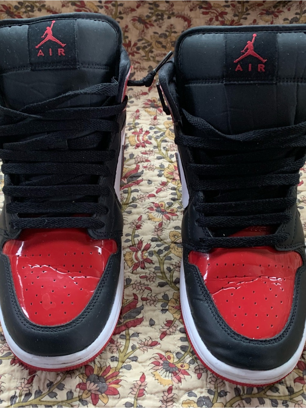 Jordan High-Top Sneakers in Black and Red